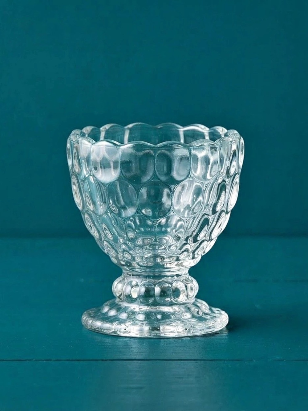 Vintage Avon Clear Glass Bubble Hobnail Footed Bowl Pedestal Dish